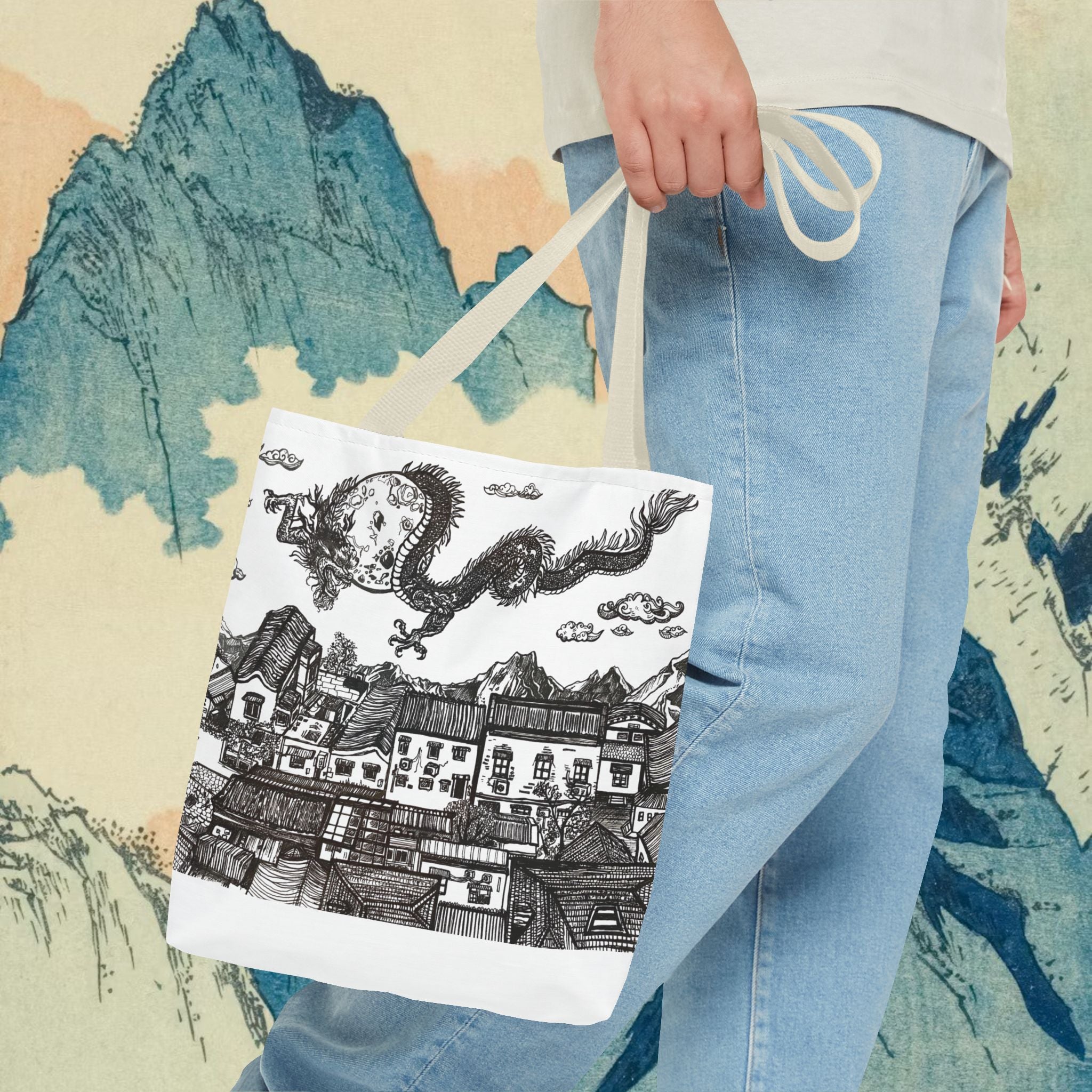 'When the Dragon Passes' Art Tote Bag