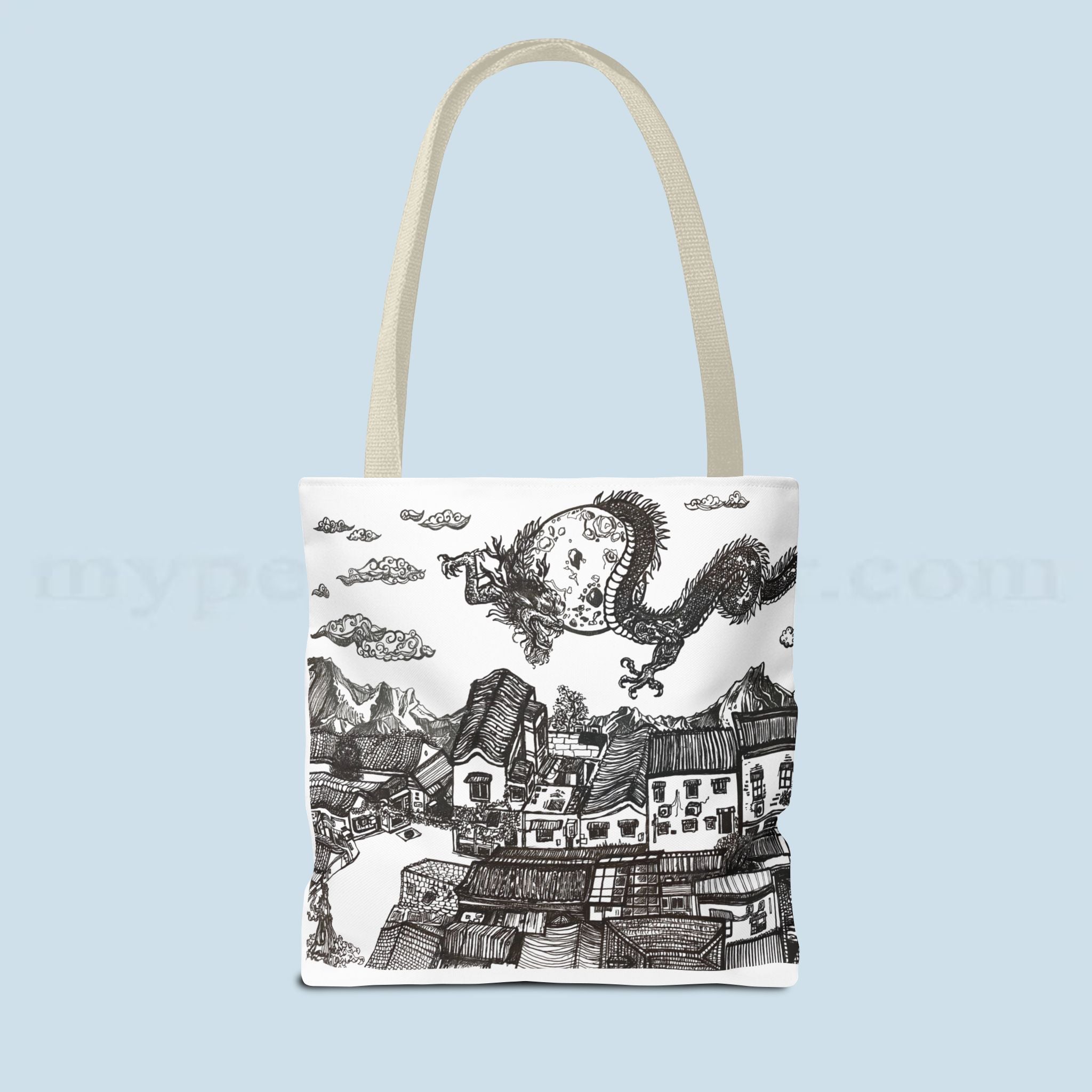 'When the Dragon Passes' Art Tote Bag