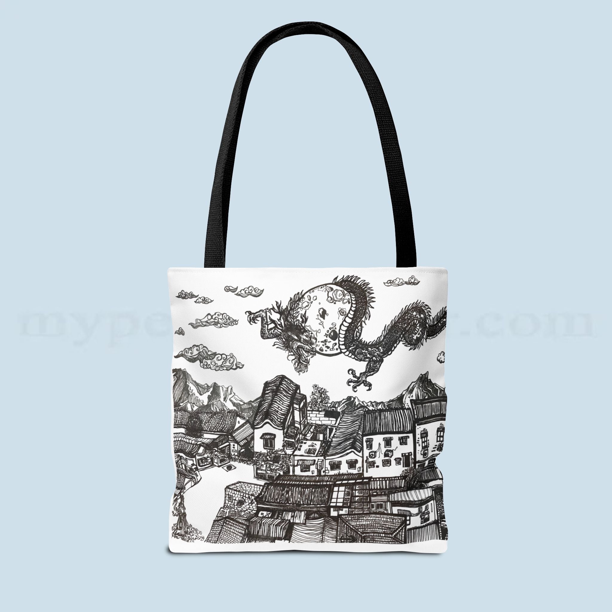 'When the Dragon Passes' Art Tote Bag