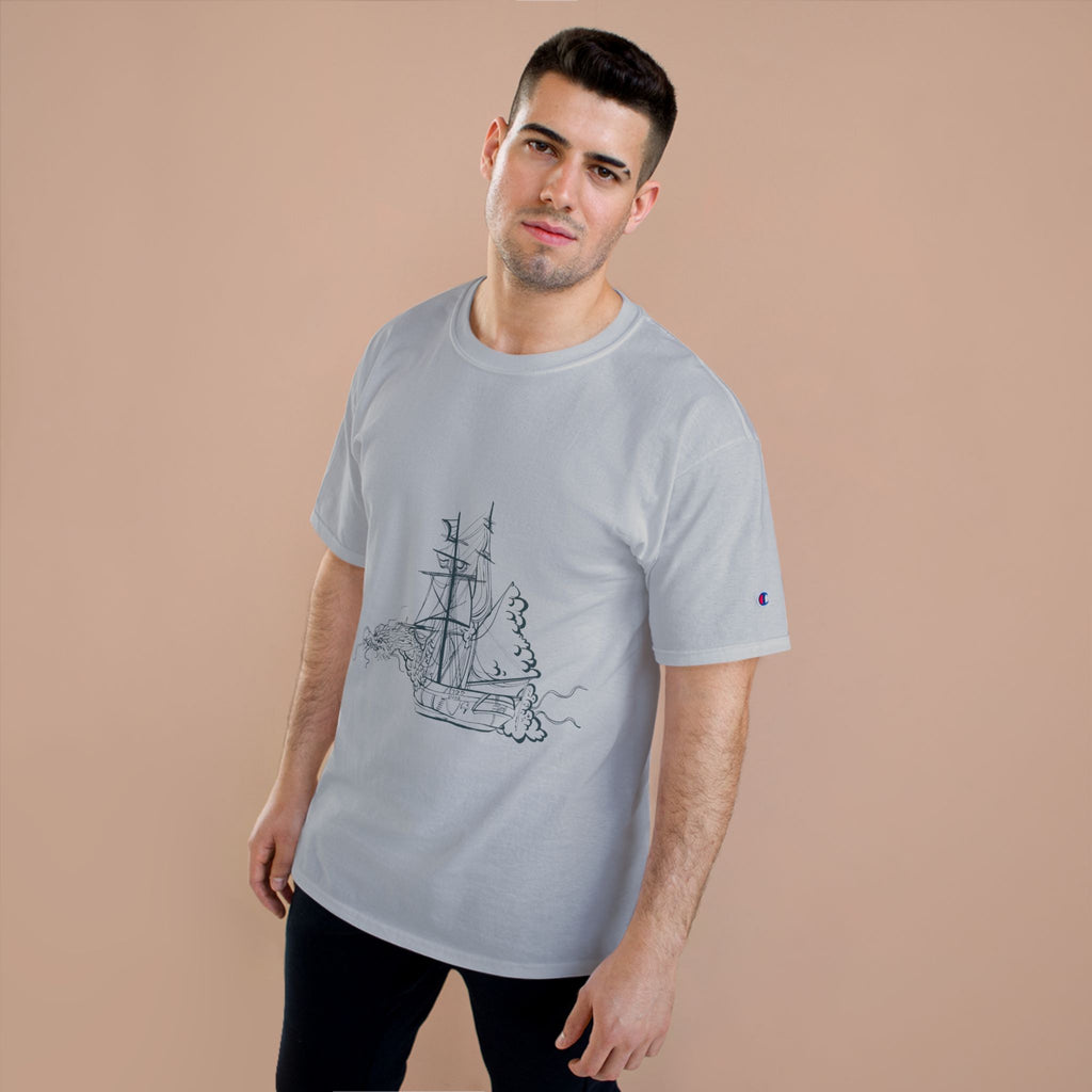 Sailing Ship Sketch T-Shirt — Minimal Nautical Line Art Tee