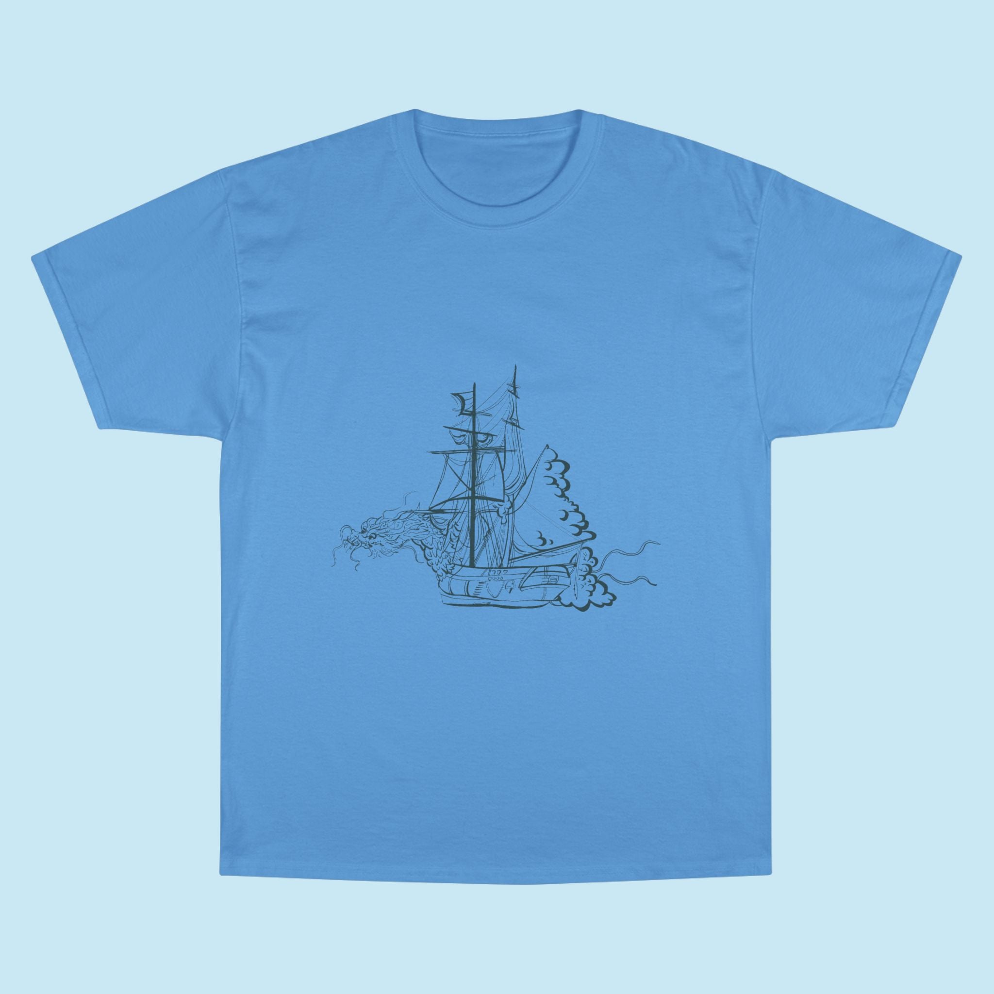 Sailing Ship Sketch T-Shirt — Minimal Nautical Line Art Tee