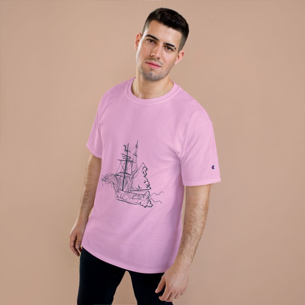 Sailing Ship Sketch T-Shirt — Minimal Nautical Line Art Tee