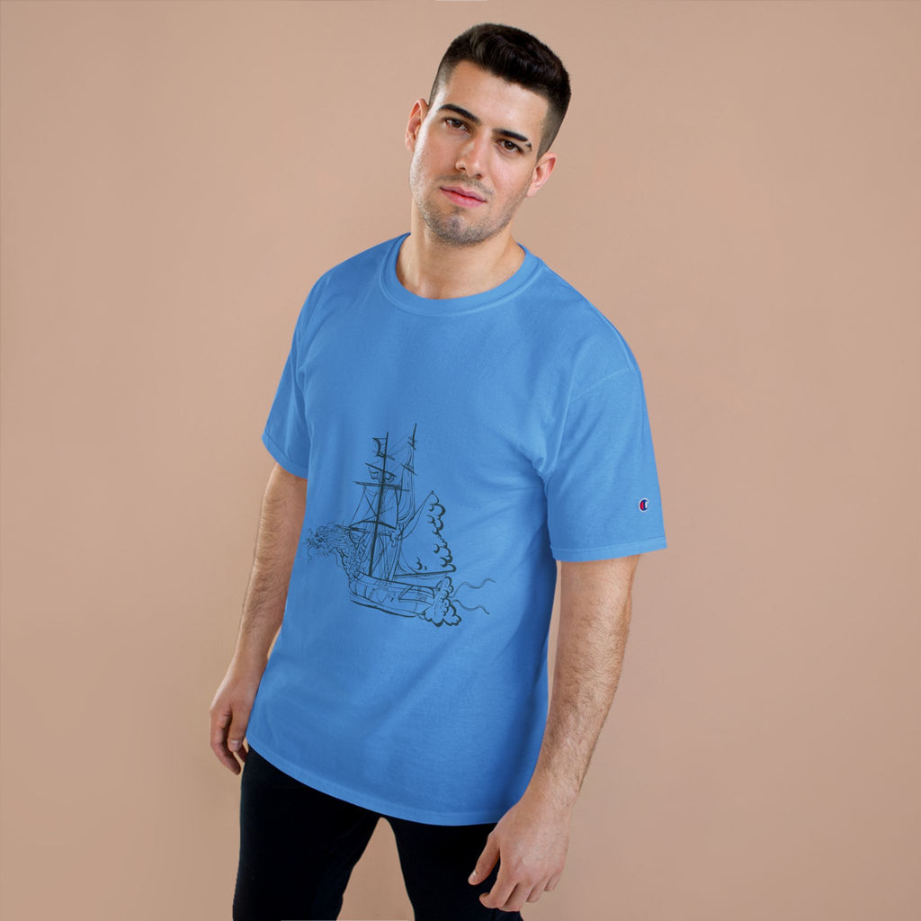 Sailing Ship Sketch T-Shirt — Minimal Nautical Line Art Tee