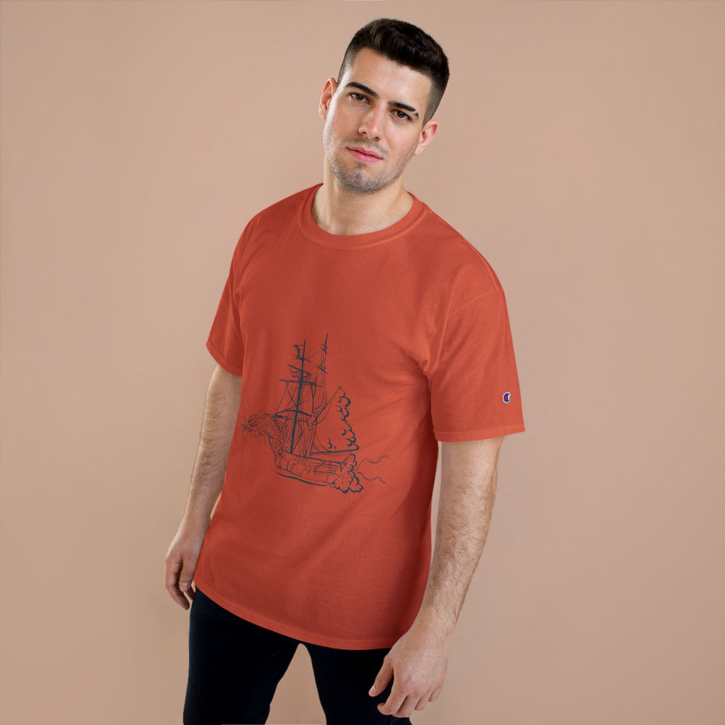 Sailing Ship Sketch T-Shirt — Minimal Nautical Line Art Tee
