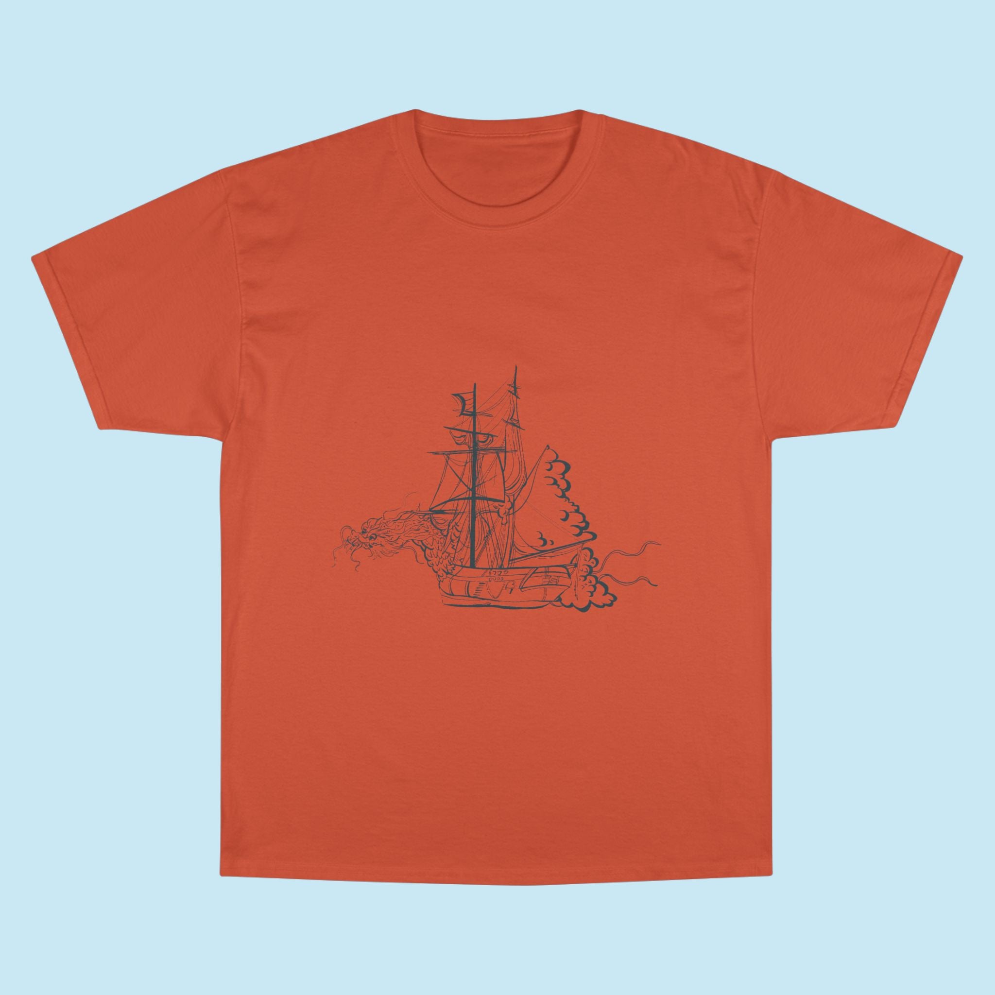 Sailing Ship Sketch T-Shirt — Minimal Nautical Line Art Tee